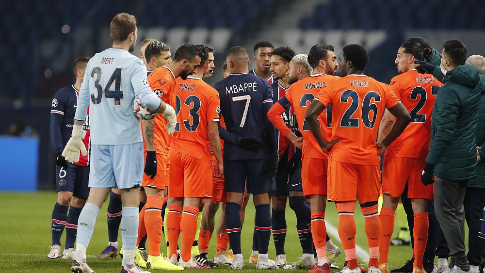 PSG and Basaksehir teams walk off pitch after alleged racial slur