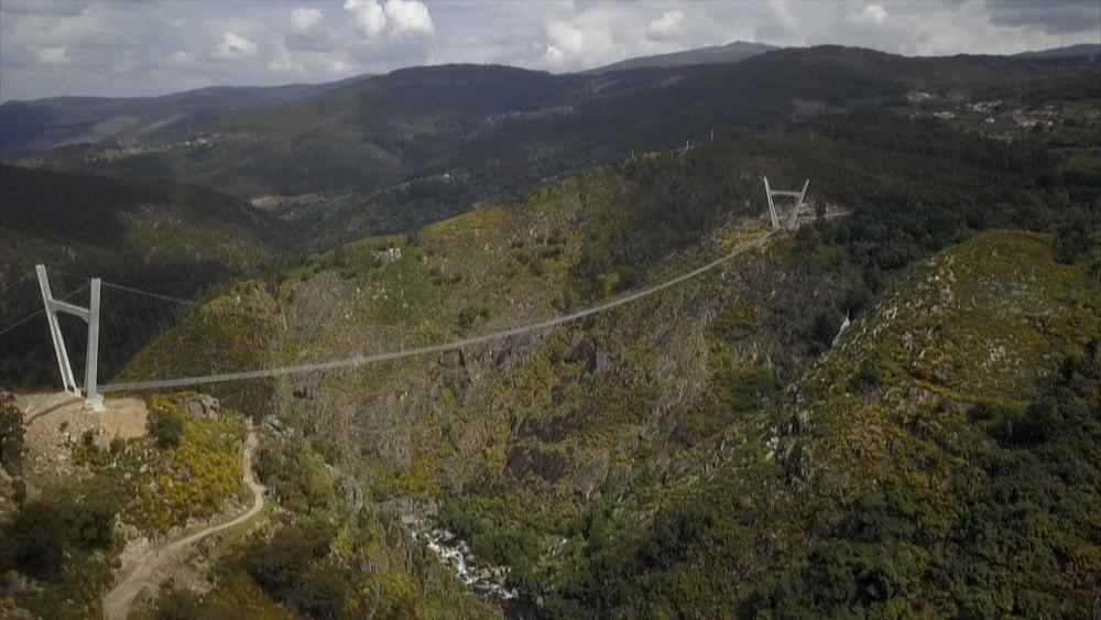 The world’s longest pedestrian suspension bridge has opened in Portugal