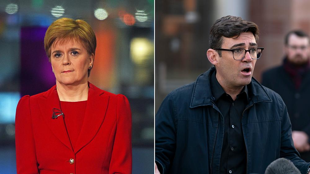 Scottish leader Nicola Sturgeon and Manchester mayor Andy Burnham in spat over COVID-19 travel ban